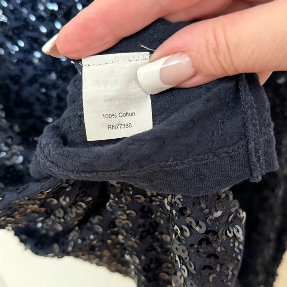 J. Crew Navy Blue Sequin Sleeveless Tank Top Size Large - Picture 4 of 11